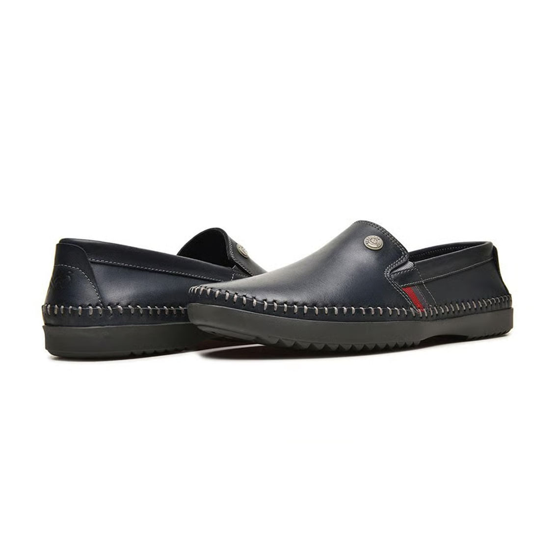 Mocassim masculino Free Way couro Marinho destacando acabamento e design